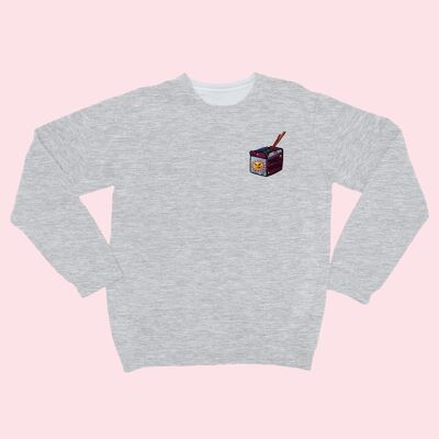 SEND NOODS Unisex Embroidered Sweatshirt Heather Grey
