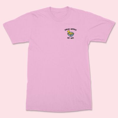 SPREAD HUMMUS NOT HATE Camicia unisex ricamata in cotone rosa