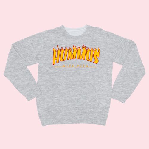 HUMMUS WITH PITA Unisex Sweatshirt Heather Grey