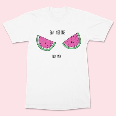 Essen Sie Melonen nicht Fleisch Unisex T-Shirt Weiß