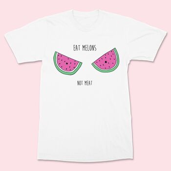 Mangez des melons pas de la viande T-shirt unisexe Blanc 1