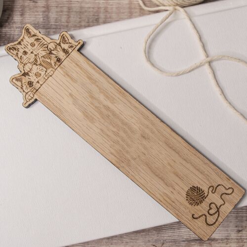 Laser engraved wooden Cats Bookmark, Wooden Cat Lover Bookmark