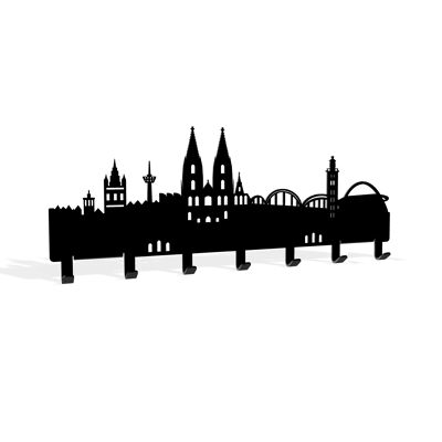 Schlüsselbrett Köln Skyline aus Stahl, Schlüsselboard und Halterung für Schlüssel, Jacken, Handtücher, steland metallmanufaktur® 300g  7 Haken