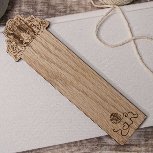 Laser Engraved Wooden Cat Bookmark, Cat Lover Gift