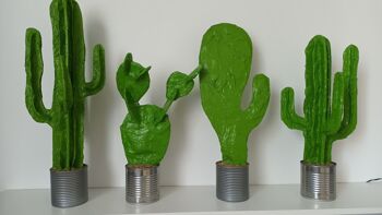 3 CACTUS EN POT, papier mâché, fait main, 50 cm 1