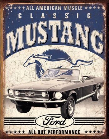 Plaque en tôle US Mustang - Classic Muscle Car