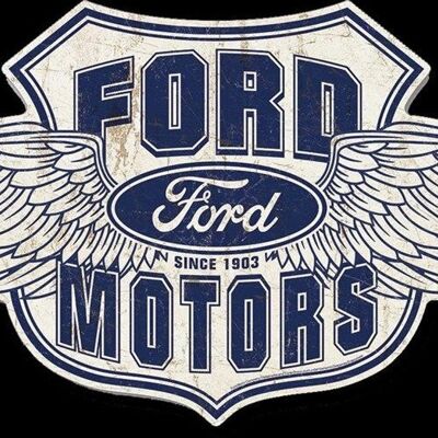 Plaque en tôle XXL US Ford Motors Winged Logo 82x40 cm