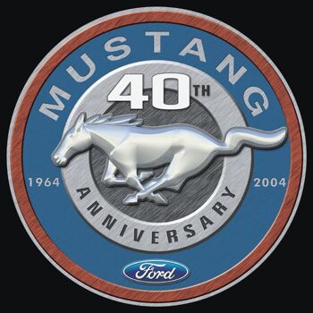 Plaque en tôle US Mustang 40 ans anniversaire - 30 cm de diamètre