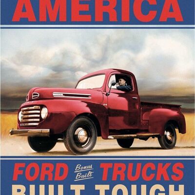 Cartel de chapa de EE. UU. Ford Trucks Built Tough