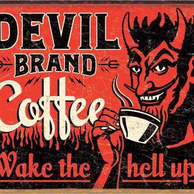 Cartel de chapa estadounidense Devil Brand Coffee