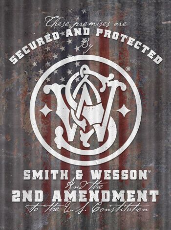 Plaque US en tôle ondulée Smith & Wesson - sécurisée et protégée 40x60 cm