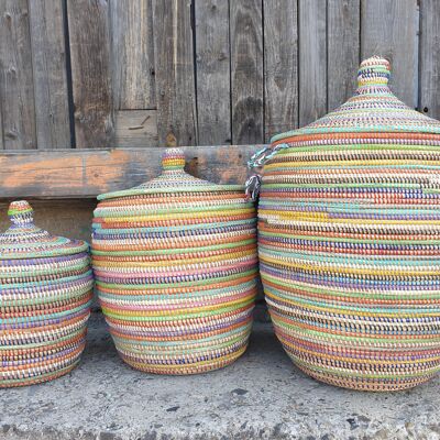 SET of 3 hand woven sea grass boho baskets - SET of 3 hand-woven boho baskets