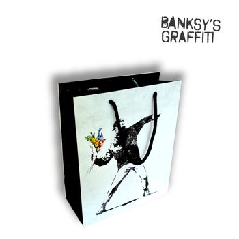 Borsa regalo Banksy (X-LARGE) - Il lanciatore di fiori 2