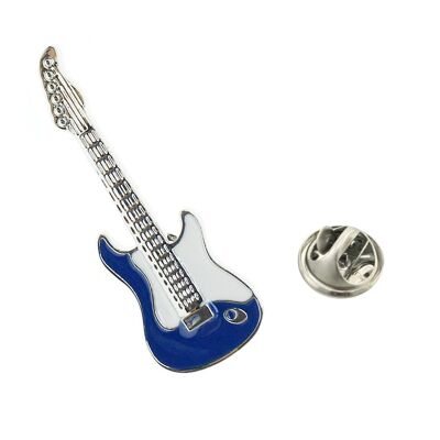Pin de solapa de chaqueta de guitarra - azul y blanco