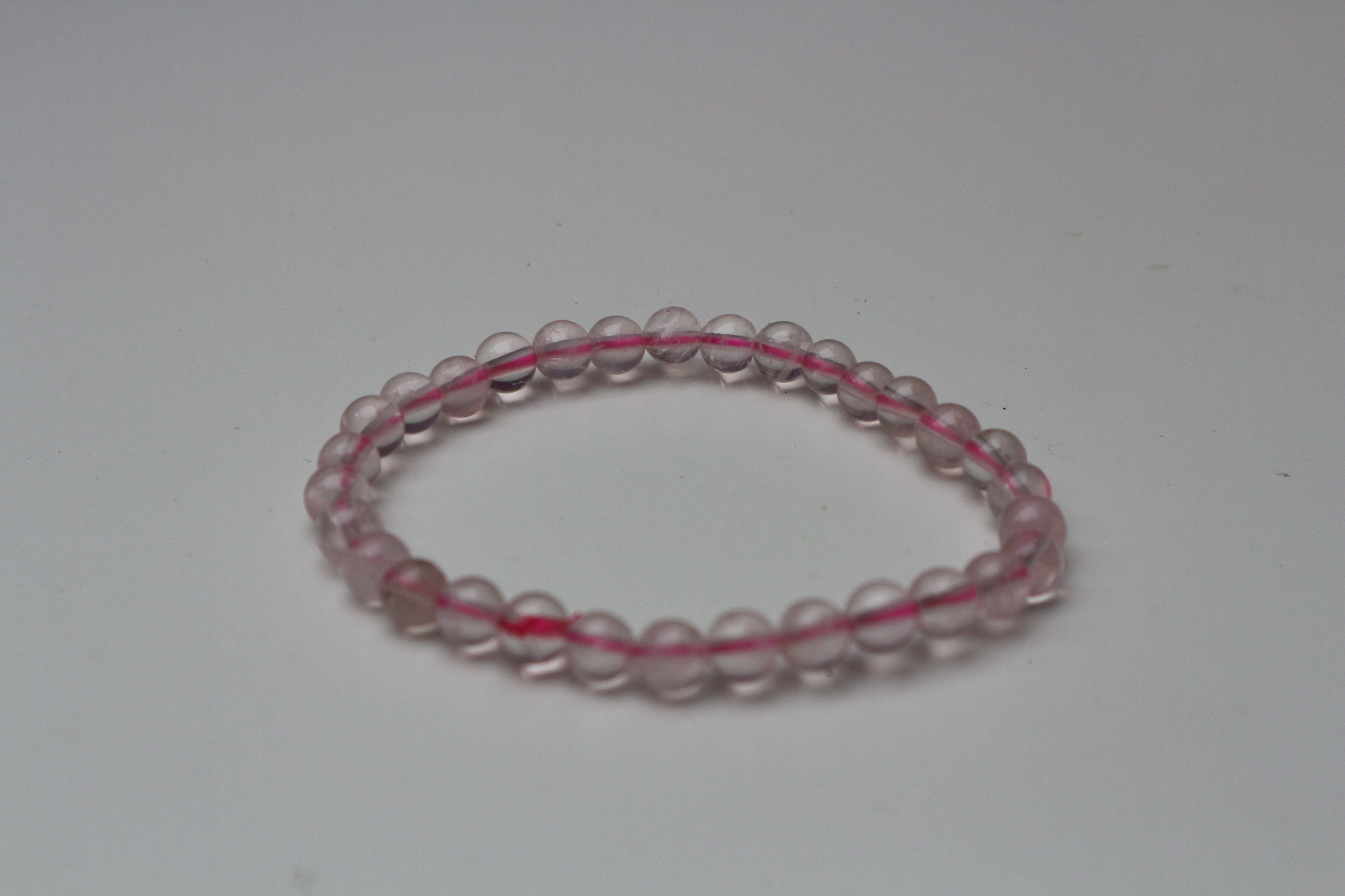 Bracelet quartz rose 6mm