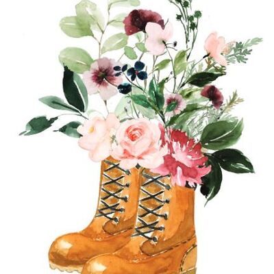 Tarjeta sostenible - botas de flores