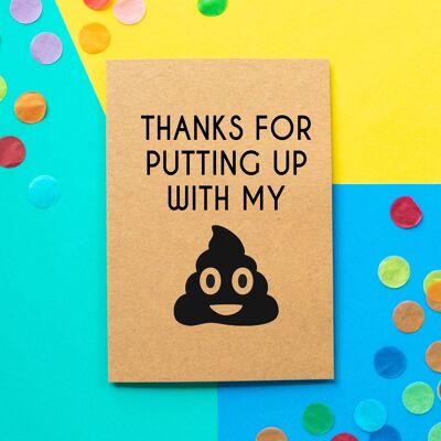 Funny Thank You Card | Thanks For Putting Up With My Poop Emoji