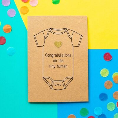 Nueva tarjeta divertida del bebé | Felicitaciones por el pequeño humano