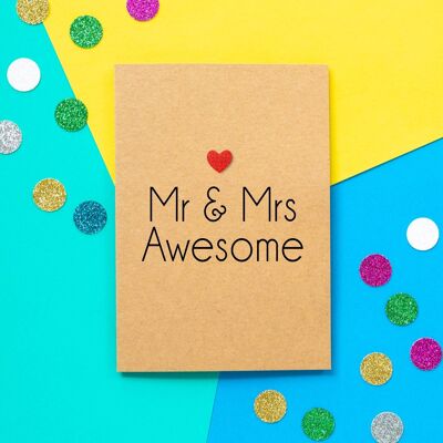 Tarjeta de boda divertida - Mr & Mrs Awesome