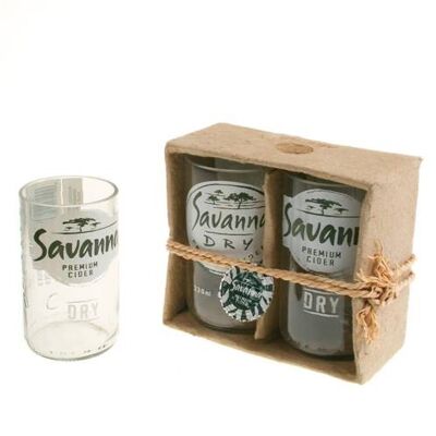 Pack of 2 glass tumblers, recycled Savanna bottles, clear (AFR18700)