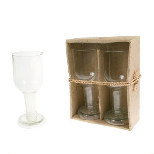 Pack of 2 wine glasses, recycled glass bottles, clear (AFR18704)