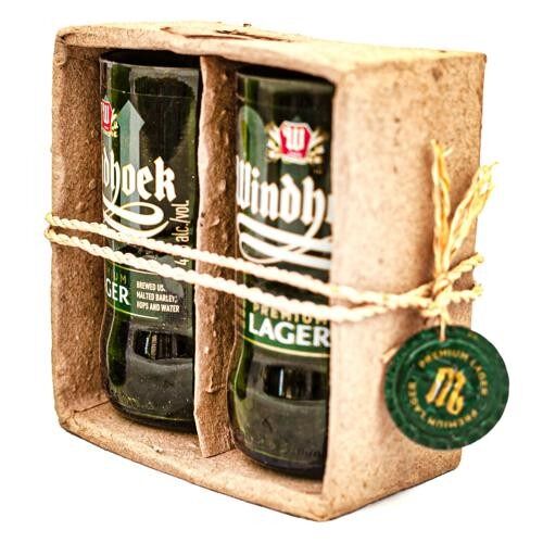 Pack of 2 glass tumblers, recycled Windhoek bottles, green (AFR223)