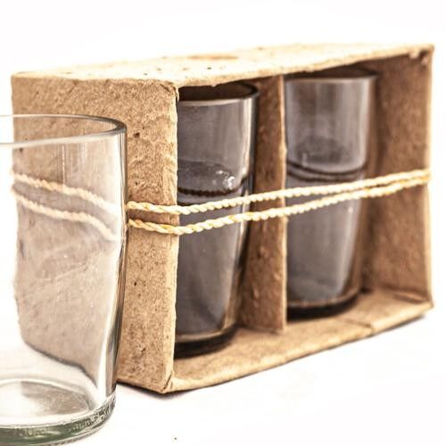 Pack of 2 coffee/chai glasses, recycled glass (AFR225)