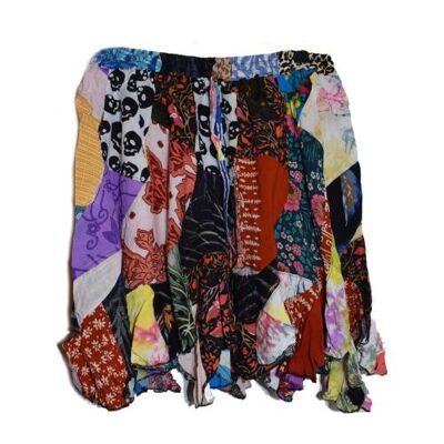 Short swirl skirt patchwork, assorted colours, one-size (AH004)