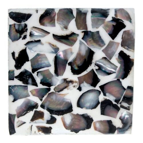 Coaster, shell and resin, square (AN06)