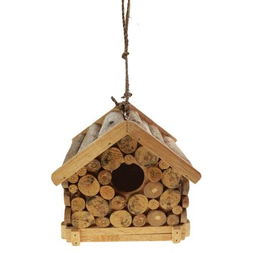 Birdhouse hanging with cut off branch twigs & driftwood 16.5x16x17 (ANT058)