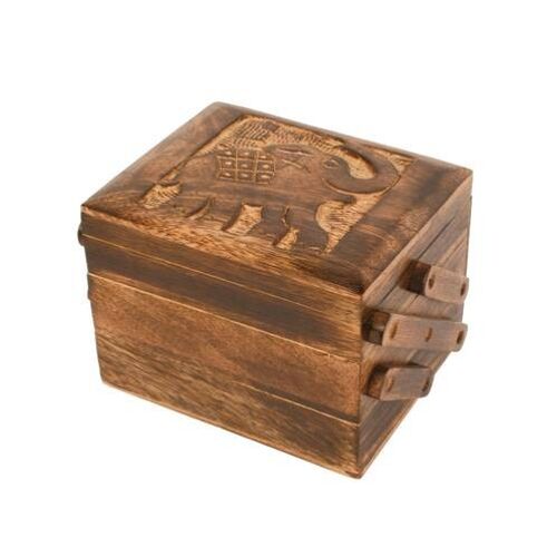3 tier drawer box mango wood elephant (ASH1500)