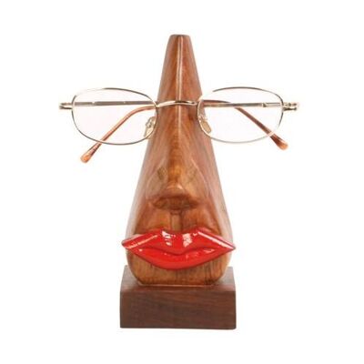 Spectacle stand, red lips, shesham wood (ASH15726)