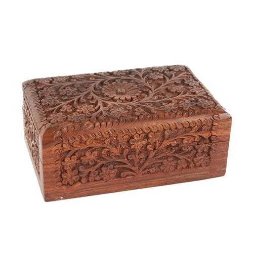 Wooden box carved all over (ASH161)
