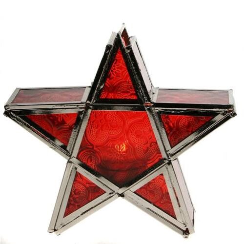 Lantern, star shape red, 17cm (ASH17704)