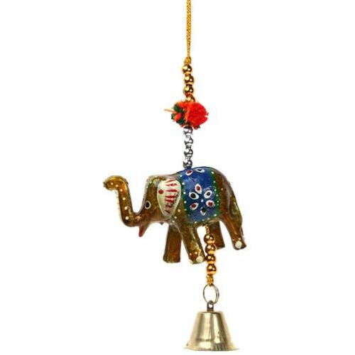 Hanging, gold colour elephant, with bell (ASH1791)