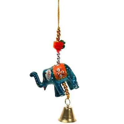 Hanging, blue elephant, with bell (ASH1793)