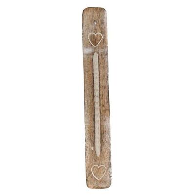 Wooden incense holder/ashcatcher, heart (ASH2045)