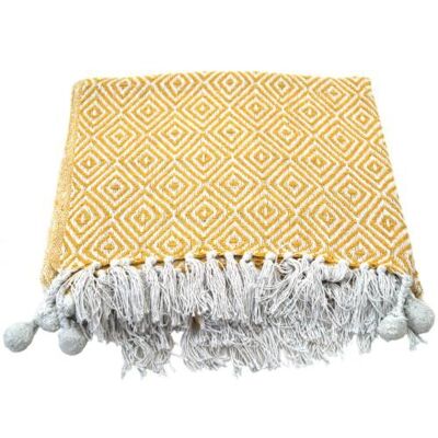 Throw/bedspread, 150x90cm, diamond shape yellow (ASH2050)