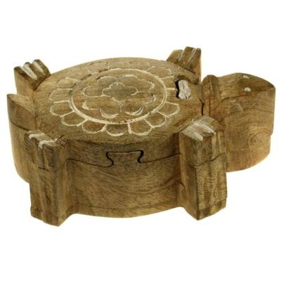 Turtle shaped puzzle box, mango wood (ASH2064)