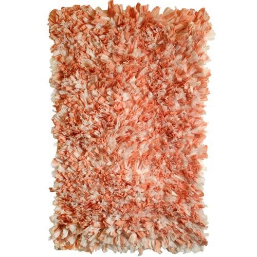 Fluffy recycled rug, pink & orange (ASH2071)