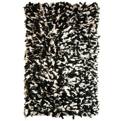Fluffy recycled rug, black & white (ASH2072)