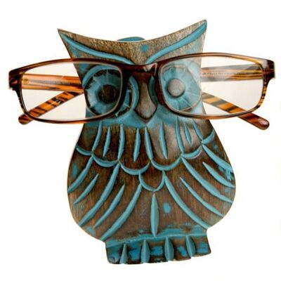 Spectacle stand, mango wood, owl blue (ASH2080)