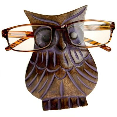 Spectacle stand, mango wood, owl purple (ASH2082)