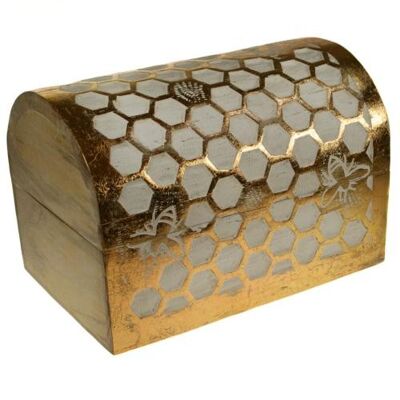 Trunk box, mango wood honeycomb design (ASH2090)
