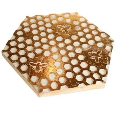Trivet, mango wood honeycomb design (ASH2091)