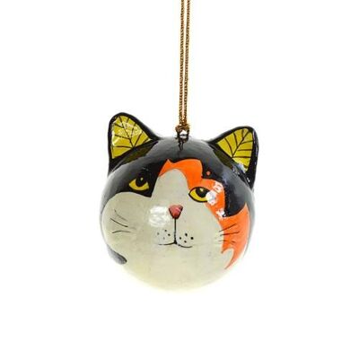 Hanging cat's head decoration, black, papier maché (ASH2100)