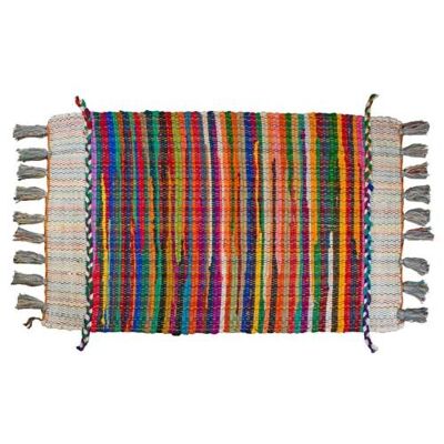 Rag rug, multicoloured centre with tassels (ASH2109)