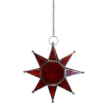 Lanterne pour bougie t-lite, forme d'étoile, rouge 20cm (ASH2140) 2