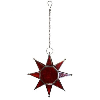 Lanterne pour bougie t-lite, forme d'étoile, rouge 20cm (ASH2140) 4