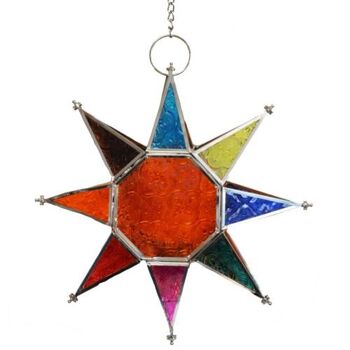 Lanterne pour bougie t-lite, forme d'étoile, orange + multi 27cm (ASH2147) 1